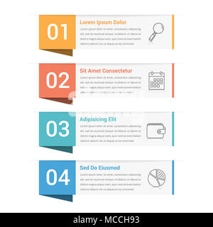 Infografik Vorlage mit vier Schritte und Optionen, Workflow, Prozessdiagramm, Vector EPS 10 Abbildung Stockfoto