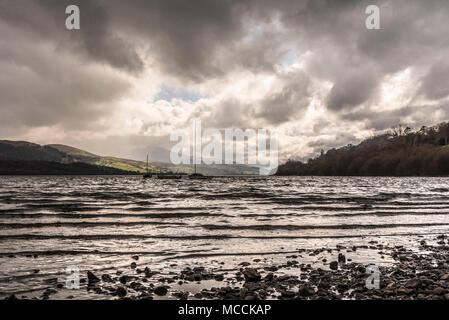 Stormy Skies Lake Bala North Wales. Stockfoto