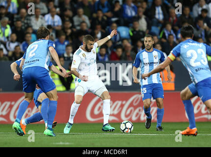 Karim Benzema (Real Madrid) während der Liga Match zwischen Malaga CF und Real Madrid CF im Estadio La Rosaleda. (Final Score: Malaga 1 - 2 Real Madrid) Stockfoto