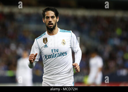 Malaga, Andalusien, Spanien. 15 Apr, 2018. Isco (Real Madrid) während der Liga Match zwischen Malaga CF und Real Madrid CF im Estadio La Rosaleda. Credit: Manu Reino/SOPA Images/ZUMA Draht/Alamy leben Nachrichten Stockfoto