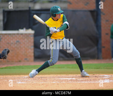 FedEx Park. 15 Apr, 2018. TN, USA; Baylor infielder, Josh Bissonette (14), At Bat während des Spiels mit Memphis. Baylor besiegt Memphis, 7-0, die Reihe bei FedEx Park zu gewinnen. Kevin Lanlgey/CSM/Alamy leben Nachrichten Stockfoto