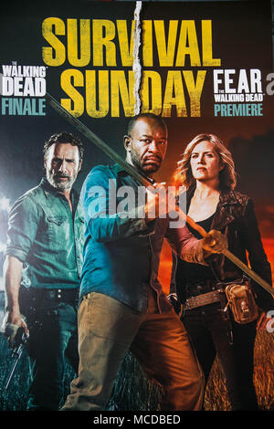 New York, NY - 14. April 2018: Sorgt sich "The Walking Dead" Season 8 Finale und die 'Furcht The Walking Dead' Saison 4 Premiere auf der AMC Empire Theatre entfernt auf 234 West 42nd Street - alamy Live News/Sppider Stockfoto