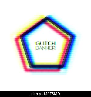 Abstrakte glitch Textur pentagon Rahmen. Stock Vektor
