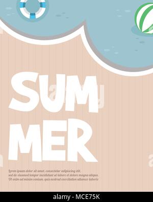 Hallo Sommer Typografie Inschrift mit Sonnenschirm Vector Illustration Stock Vektor