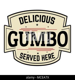 Leckere Gumbos label oder Symbol auf weißem Hintergrund, Vector Illustration Stock Vektor