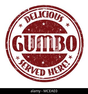 Leckere Gumbos Zeichen oder Stempel auf weißem Hintergrund, Vector Illustration Stock Vektor