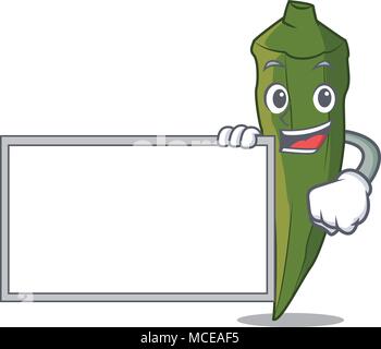 Mit board okra Charakter Cartoon Stil Vector Illustration Stock Vektor