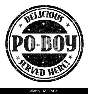 Köstliche Po-Boy Zeichen oder Stempel auf weißem Hintergrund, Vector Illustration Stock Vektor