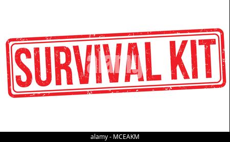 Survival Kit grunge Stempelabdruck auf weißem Hintergrund, Vector Illustration Stock Vektor