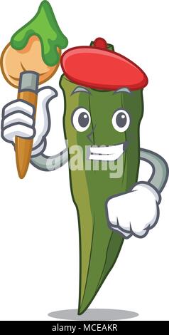 Artist okra Charakter Cartoon Stil Vector Illustration Stock Vektor