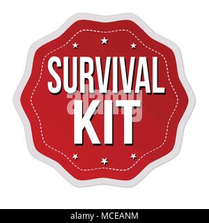 Survival Kit Aufkleber oder Sticker auf weißem Hintergrund, Vector Illustration Stock Vektor