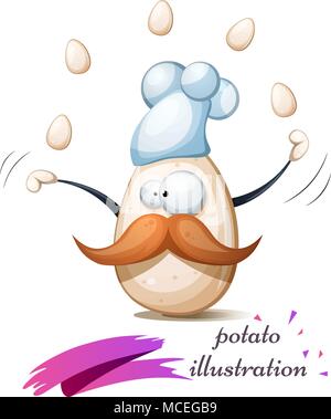 Lustig, nett, Crazy Egg mit Schnurrbart, whisker Stock Vektor