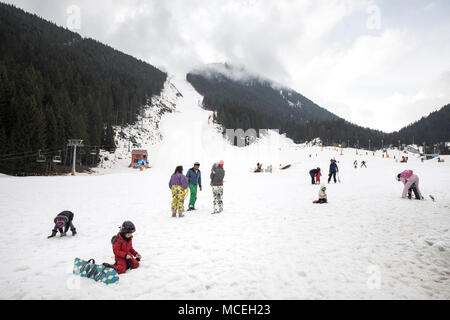 Bansko, Bulgarien am 6. April 2018. Stockfoto