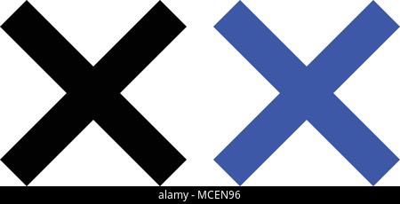 Kreuz flach Symbol. Vector Illustration. Schwarz und Blau Stock Vektor