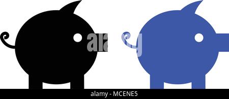 Piggy Bank Symbol. Vector Illustration. Schwarz und Blau Stock Vektor