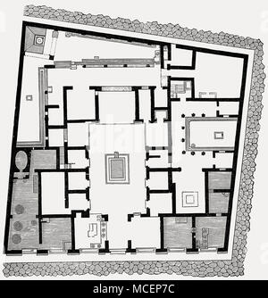 Plan des Hauses von Sallust, alte römische Stadt Pompeji. Stockfoto