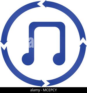 Musik Hinweis Drehen Sie Symbol. Vektor Darstellung. flat Style Stock Vektor