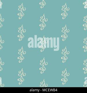 Nahtlose Übergabe Beeren in der Bürste auf blauem Hintergrund dargestellt. Sich wiederholende Muster. Vector Illustration Stock Vektor