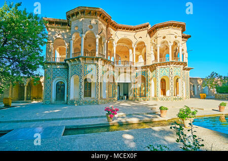 Die Shazdeh des Prince's Garden ist eines der interessantesten Sehenswürdigkeiten der Provinz Kerman, diese grünen schattigen Paradies inmitten der Wüste, Mahan befindet, Stockfoto