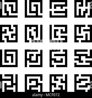 Eingestellt oder quadratischen Labyrinth Symbole auf weißem Hintergrund Stock Vektor