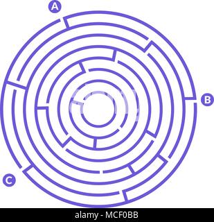 Einfache runde Labyrinth Labyrinth Spiel für Kinder Stock Vektor