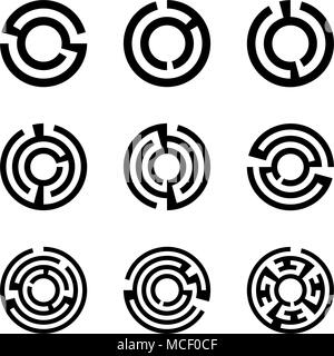 Der runde Labyrinth Symbole auf dem Hintergrund isoliert Stock Vektor