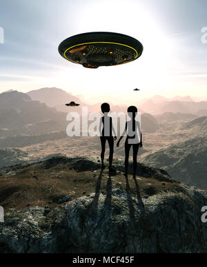 Einen fremden Planeten, 3D-Illustration Science fiction Konzept Hintergrund Stockfoto