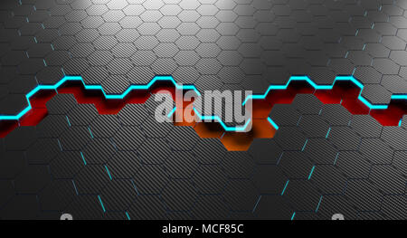 3D-Rendering von Hexagon carbon Hintergrund Stockfoto