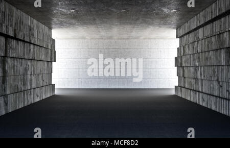Konkrete grunge Zimmer 3D Rendering image Stockfoto