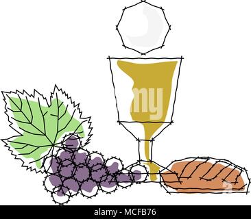 Design mit stilisierten Elementen in Anspielung auf die Eucharistie. Vector Illustration. Stock Vektor