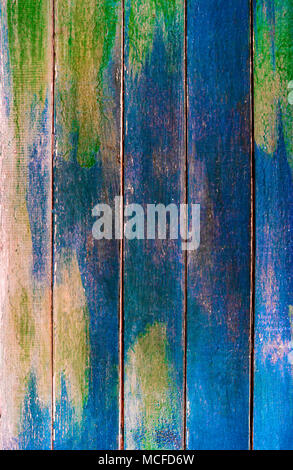 Vintage Holz- Grün und Dunkelblau vertikalen Brettern. Vorderansicht mit Kopie Raum für Text. Hintergrund für Ihr Design. Stockfoto