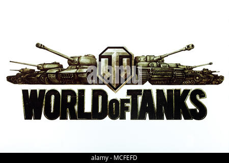 Welt des Tanks logo Anmelden Banner gedruckt. Welt des Tanks ist ein Multiplayer Online Spiel, die vom Unternehmen entwickelten Wargaming Stockfoto