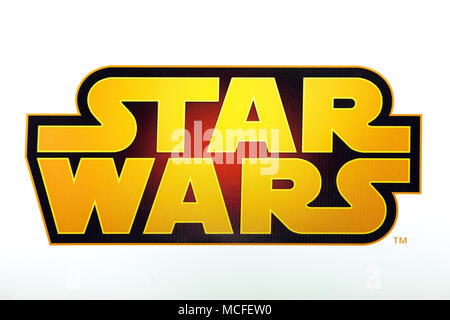 Star Wars Logo anmelden Banner gedruckt. Star Wars ist eine US-amerikanische epische Space media Franchise Stockfoto