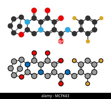 Bictegravir antivirales Medikament Molekül. Stilisierten 2D Renderings. Stock Vektor