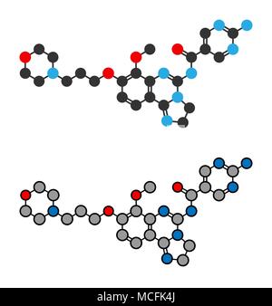 Copanlisib Krebsmedikament Molekül (PI3K-Inhibitoren). Stilisierten 2D Renderings. Stock Vektor