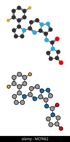 Larotrectinib Krebsmedikament Molekül. Stilisierten 2D Renderings. Stock Vektor