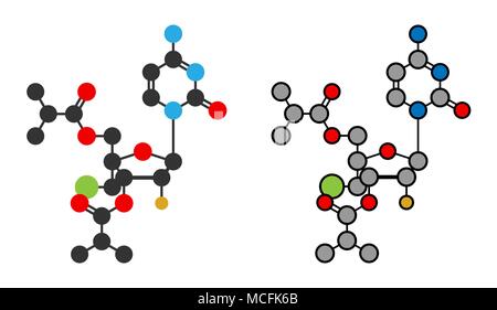 Lumicitabine RSV Droge Molekül. Stilisierten 2D Renderings. Stock Vektor