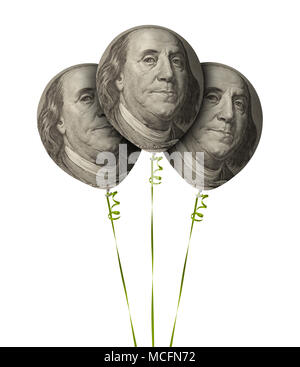 Drei Geld Ballons isoliert auf einem weißen Hintergrund. Stockfoto