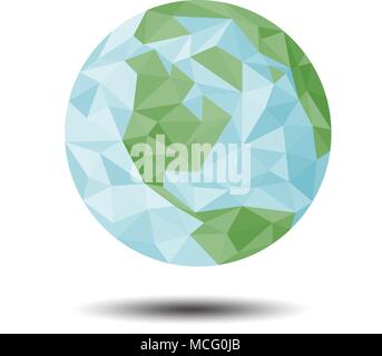 Polygon Erde Symbol auf weißem Hintergrund Stock Vektor