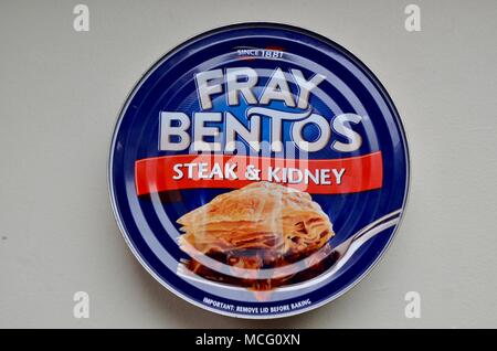 Fray Bentos Steak & Kidney Fleischpasteten in einem können Stockfoto