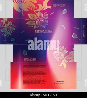 Bunte gradient Florale auf Gewebe. Tissue Box template Konzept, Vorlage für geschäftliche Zwecke, platzieren Sie Ihre Texte und Logos und bereit für Prin zu gehen Stock Vektor