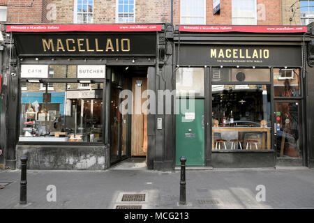 Macellaio italienische Restaurant shop Exterieur in Exmouth, Clerkenwell, London UK KATHY DEWITT Stockfoto