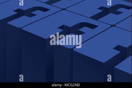 3D-Schilder Facebook-Muster, 3D-Vektor Illustration Stock Vektor