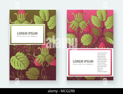 Erdbeere Muster Design Vorlagen Produkt. Handgezeichnete rote Beere Stock Vektor