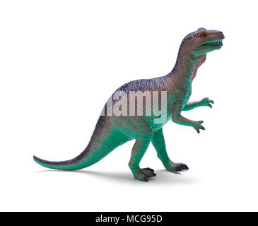 Kunststoff Spielzeug Tyrannosaurus Rex isoliert auf weißem Hintergrund. Stockfoto