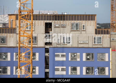 Der Bau von mehrgeschossigen Häusern Stockfoto
