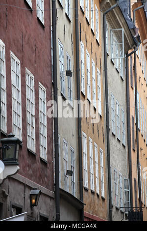 Die Mauern der Altstadt von Stockholm. Stockfoto