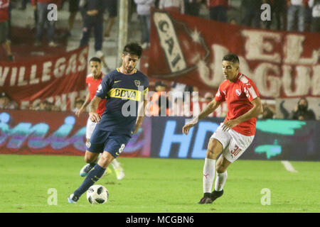 BUENOS AIRES, 15.04.2018: Während des Spiels für die Superliga Argentinien zwischen Independiente und Boca Jrs auf Libertadores de América Stadion, Argentinien. (Foto: Néstor J. Beremblum/Alamy Nachrichten) Stockfoto