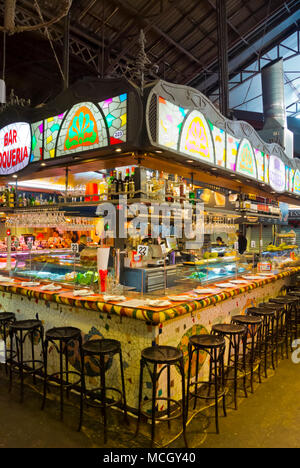 Bar de La Boqueria, Mercado de La Boqueria, Mercat de la Boqueria Markt, Sant Josep, El Raval, Barcelona, Katalonien, Spanien Stockfoto