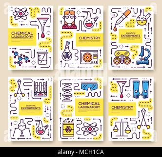 Premium Qualität wissenschaftliche Vektor Broschüre Karten dünne Linie eingestellt. Denken die Idee linearer Vorlage von flyear, Zeitschriften, Plakate, Cover, Banner. Layout Forschung Ausstattung Überblick moderne Seiten Stock Vektor